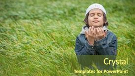  Presentation with beautiful green - Slide set enhanced with pray children - muslim arabic kid standing background and a  colored foreground