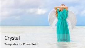  Presentation with angel - Beautiful slide deck featuring pray children - young beautiful angel child girl backdrop and a white colored foreground