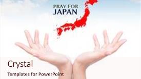  Presentation with earthquake - PPT theme featuring pray for japan earthquake crisis background and a lemonade colored foreground