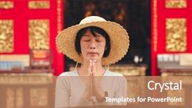  Presentation with burn - Colorful presentation design enhanced with pray in wenwu temple taiwan backdrop and a coral colored foreground