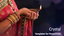  Presentation with oil lamp - Presentation theme enhanced with prayer - diwali or deepavali photo background and a wine colored foreground