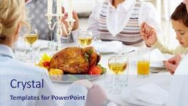  Presentation with god - Cool new PPT theme with prayer - family members giving thanks backdrop and a lemonade colored foreground