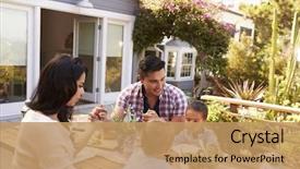  Presentation with grace - Audience pleasing PPT layouts consisting of prayer - family saying grace before outdoor backdrop and a coral colored foreground