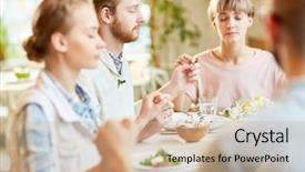  Presentation with blessing - Amazing slide deck having prayer - group of friends sitting backdrop and a soft green colored foreground