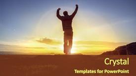  Presentation with winning - Colorful PPT theme enhanced with prayer - happy man celebrating winning success backdrop and a tawny brown colored foreground