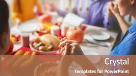  Presentation with feast - Cool new PPT theme with prayer - happy thanksgiving day autumn feast backdrop and a coral colored foreground