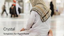  Presentation with islamic - Theme having prayer - islamic holy place background and a light gray colored foreground