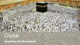  Presentation with kaaba - PPT layouts having prayer - kaaba in mecca muslim people background and a gray colored foreground