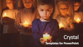  Presentation with candles - Slide deck having prayer - little children holding burning candles background and a wine colored foreground