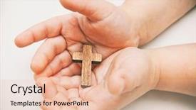  Presentation with prayer hands - Beautiful presentation design featuring prayer - little wooden cross backdrop and a lemonade colored foreground