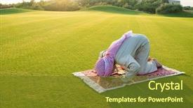  Presentation with muslim - Beautiful presentation theme featuring prayer - muslim arabic boy praying backdrop and a tawny brown colored foreground