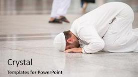  Presentation with muslim prayer - PPT layouts with prayer - muslim man enjoying his visit background and a light gray colored foreground