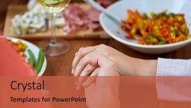  Presentation with praying hands - Cool new presentation theme with prayer - people relationships and eating concept backdrop and a red colored foreground