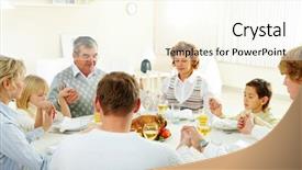  Presentation with family holding hands - Beautiful PPT theme featuring prayer - portrait of big family sitting backdrop and a cream colored foreground