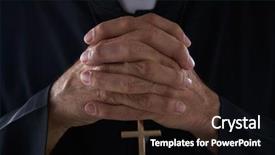  Presentation with praying hands - Presentation enhanced with prayer - praying hands priest portrait background and a tawny brown colored foreground