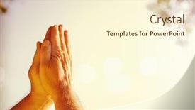  Presentation with praying hands - PPT theme consisting of prayer - praying hands background and a cream colored foreground