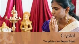  Presentation with events - Slide set consisting of prayer - woman hand folded during praying background and a coral colored foreground