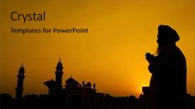  Presentation with india temple - Theme consisting of prayer at temple amritsar india background and a gray colored foreground