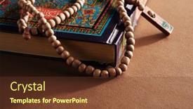  Presentation with prayer - Slides consisting of prayer-beads-and-holy-koran background and a tawny brown colored foreground