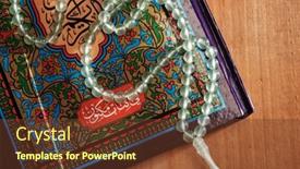  Presentation with quran - Presentation theme enhanced with prayer-beads-and-holy-koran background and a tawny brown colored foreground