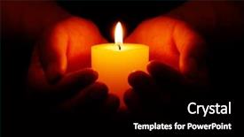  Presentation with hands heart - Presentation enhanced with prayer candles - heart-shaped hands holding yellow candle background and a black colored foreground