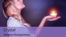  Presentation with candle christmas - Colorful PPT theme enhanced with prayer candles - side view of beautiful woman backdrop and a light blue colored foreground