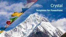  Presentation with china flag - Presentation theme consisting of prayer flag under snow mountain background and a ocean colored foreground