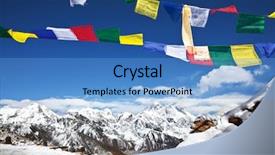  Presentation with nepal flag - Slides with prayer flags in himalayan background and a teal colored foreground