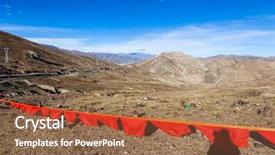  Presentation with china flag - PPT theme with prayer flags in tibet background and a tawny brown colored foreground