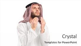  Presentation with religion islam - Slides with alpine ski in the mountain background and a sky blue colored foreground