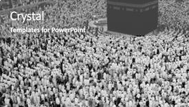  Presentation with makkah - Beautiful slide deck featuring prayer moslem - kaaba makkah hajj muslims backdrop and a gray colored foreground