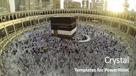  Presentation with kaaba mecca - Amazing slide set having prayer moslem - muslim people praying at kaaba backdrop and a gray colored foreground