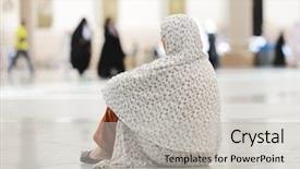  Presentation with islamic muslim - Audience pleasing slide deck consisting of prayer moslem - muslim woman sitting in islamic backdrop and a light gray colored foreground