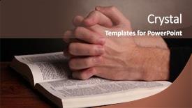  Presentation with prayer hands - Theme with prayer over a holy bible background and a violet colored foreground