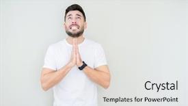  Presentation with praying hands - Amazing slide set having prayer request - young handsome man wearing casual backdrop and a white colored foreground