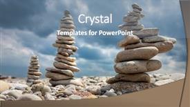  Presentation with stones - Presentation theme enhanced with prayer rock - towers of balanced dolomite stones background and a seafoam green colored foreground