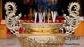  Presentation with chinese temple - Colorful theme enhanced with prayer sticks in chinese temple backdrop and a coral colored foreground
