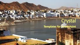  Presentation with city india - Colorful PPT theme enhanced with prayer walk - pushkar holy city rajasthan india backdrop and a violet colored foreground