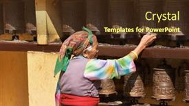  Presentation with prayer - Beautiful PPT layouts featuring prayer-wheels-in-buddhist-temple backdrop and a tawny brown colored foreground