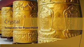  Presentation with himachal pradesh - PPT layouts having prayer-wheels-in-tabo-monastery background and a gold colored foreground