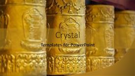  Presentation with himachal pradesh - Beautiful PPT theme featuring prayer-wheels-in-tabo-monastery backdrop and a gold colored foreground