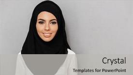  Presentation with muslim prayer - Slide deck enhanced with camera isolated over gray background background and a light gray colored foreground