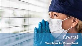  Presentation with stressed nurse - Slide set featuring prayerful-stressed-female-doctor background and a teal colored foreground