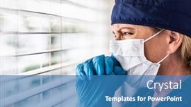  Presentation with stressed nurse - Amazing slide set having prayerful-stressed-female-doctor backdrop and a teal colored foreground