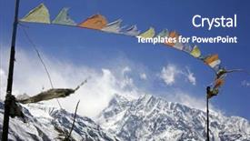  Presentation with nepal flag - Theme featuring praying flags floating background and a ocean colored foreground