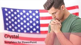  Presentation with america flag - PPT theme having praying for america and flag background and a coral colored foreground