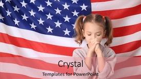  Presentation with america flag - PPT theme having praying for america and flag background and a coral colored foreground