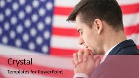  Presentation with america flag - Amazing presentation design having praying for america and flag backdrop and a coral colored foreground