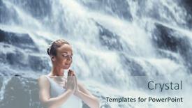  Presentation with waterfall - PPT layouts with praying-girl-on-the-waterfall background and a lemonade colored foreground