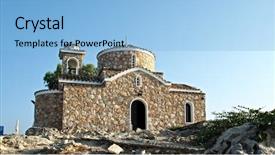  Presentation with christian church - Presentation design enhanced with praying infront cross - christian church on the hill background and a light blue colored foreground